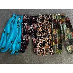 Set of 4 Women's Casual Floral and Patterned Pants